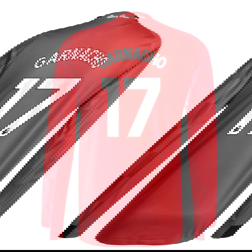 2025-2026 Man Utd Authentic Long Sleeve Home Shirt (Garnacho 17)