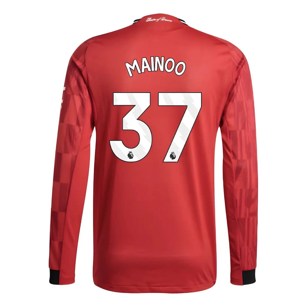 2025-2026 Man Utd Authentic Long Sleeve Home Shirt (Mainoo 37)