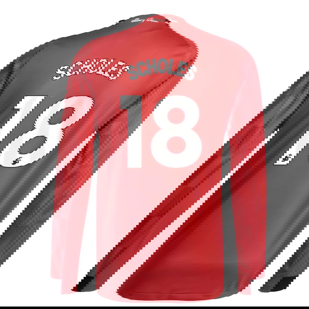 2025-2026 Man Utd Authentic Long Sleeve Home Shirt (Scholes 18)
