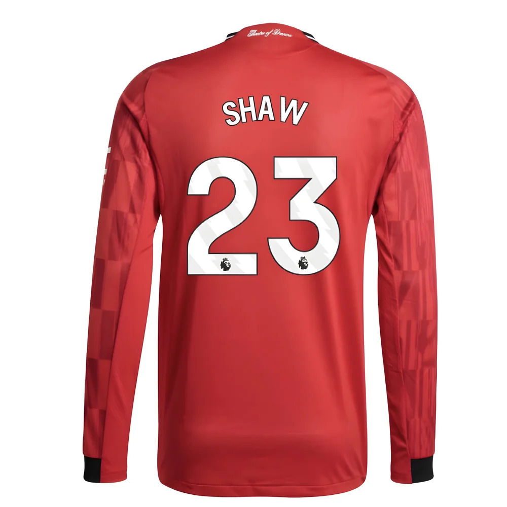 2025-2026 Man Utd Authentic Long Sleeve Home Shirt (Shaw 23)