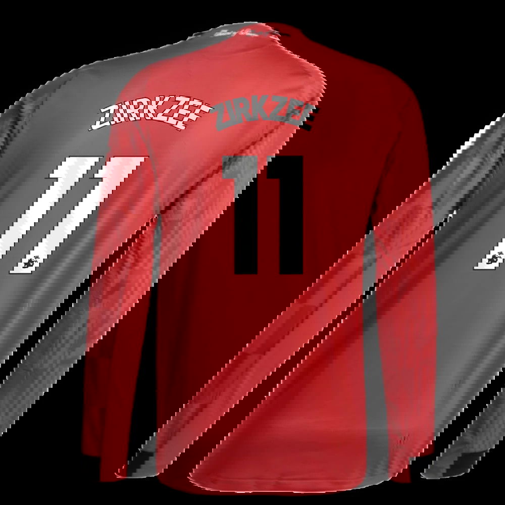 2025-2026 Man Utd Authentic Long Sleeve Home Shirt (Zirkzee 11)