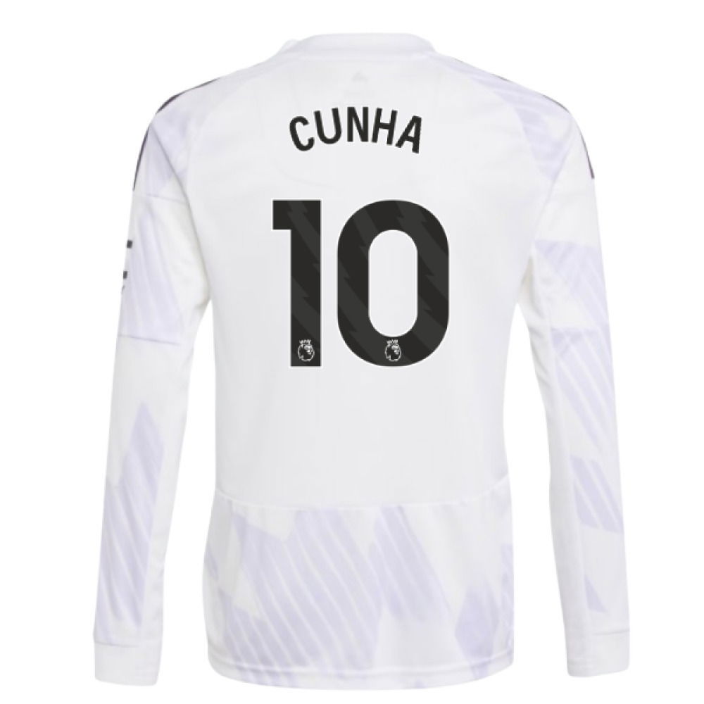 2025-2026 Man Utd Long Sleeve Away Shirt (Kids) (Cunha 10)