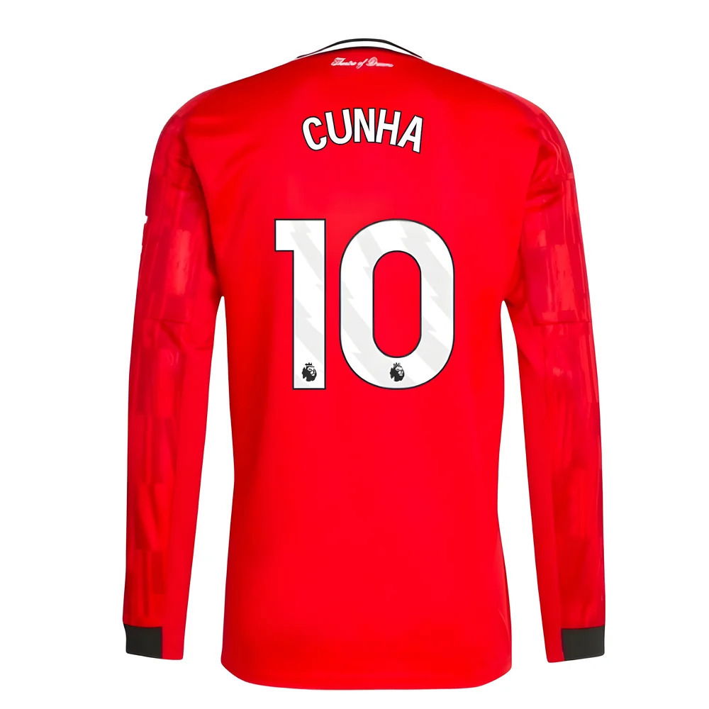 2025-2026 Man Utd Long Sleeve Home Shirt (Cunha 10)