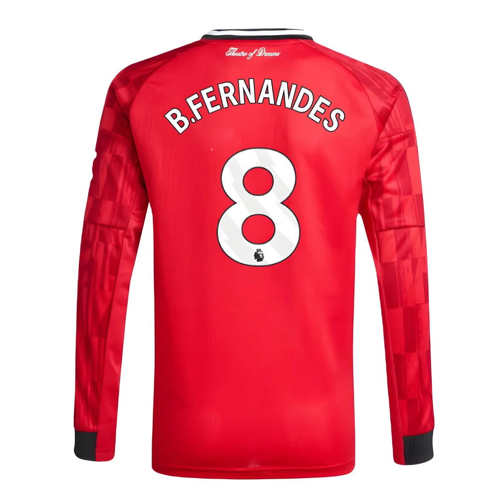 2025-2026 Man Utd Long Sleeve Home Shirt (Kids) (B.Fernandes 8)