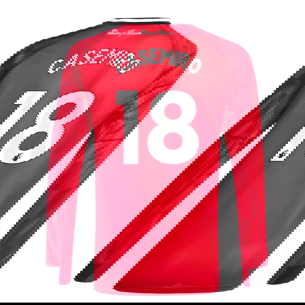 2025-2026 Man Utd Long Sleeve Home Shirt (Kids) (Casemiro 18)