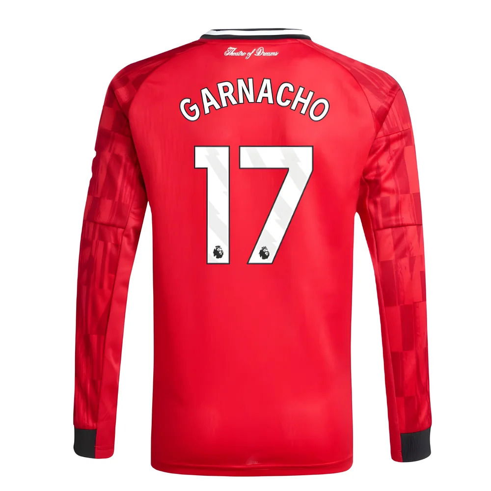 2025-2026 Man Utd Long Sleeve Home Shirt (Kids) (Garnacho 17)
