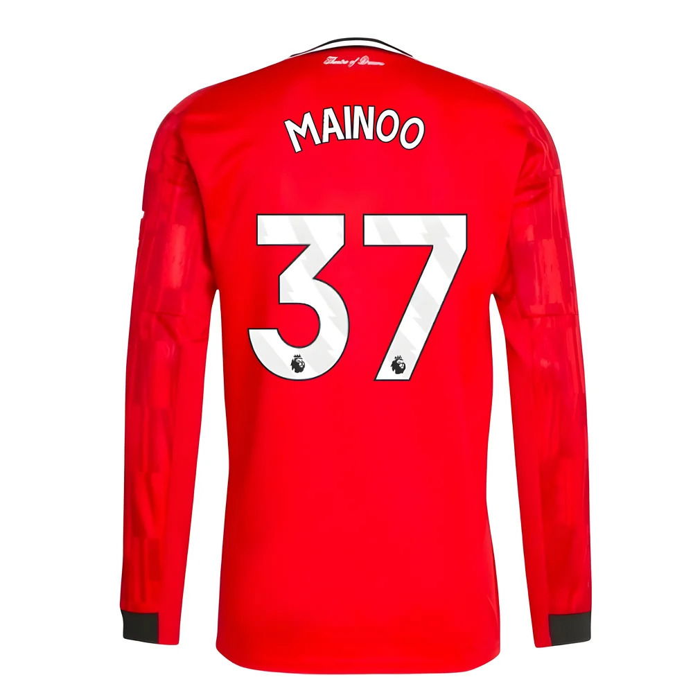 2025-2026 Man Utd Long Sleeve Home Shirt (Mainoo 37)