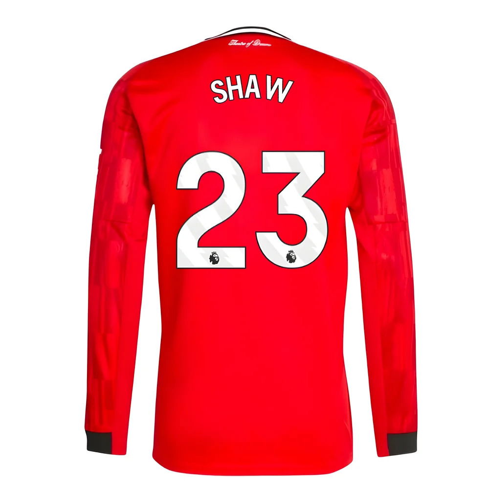 2025-2026 Man Utd Long Sleeve Home Shirt (Shaw 23)