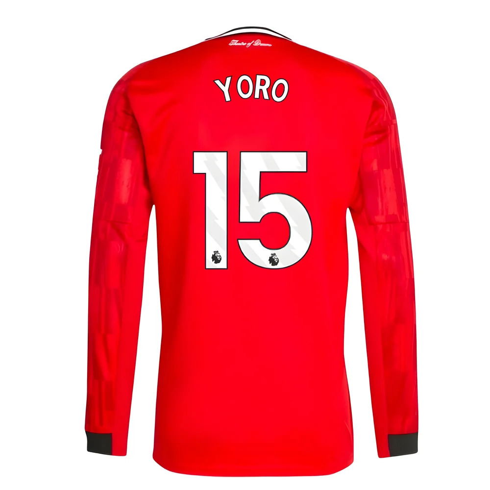 2025-2026 Man Utd Long Sleeve Home Shirt (Yoro 15)