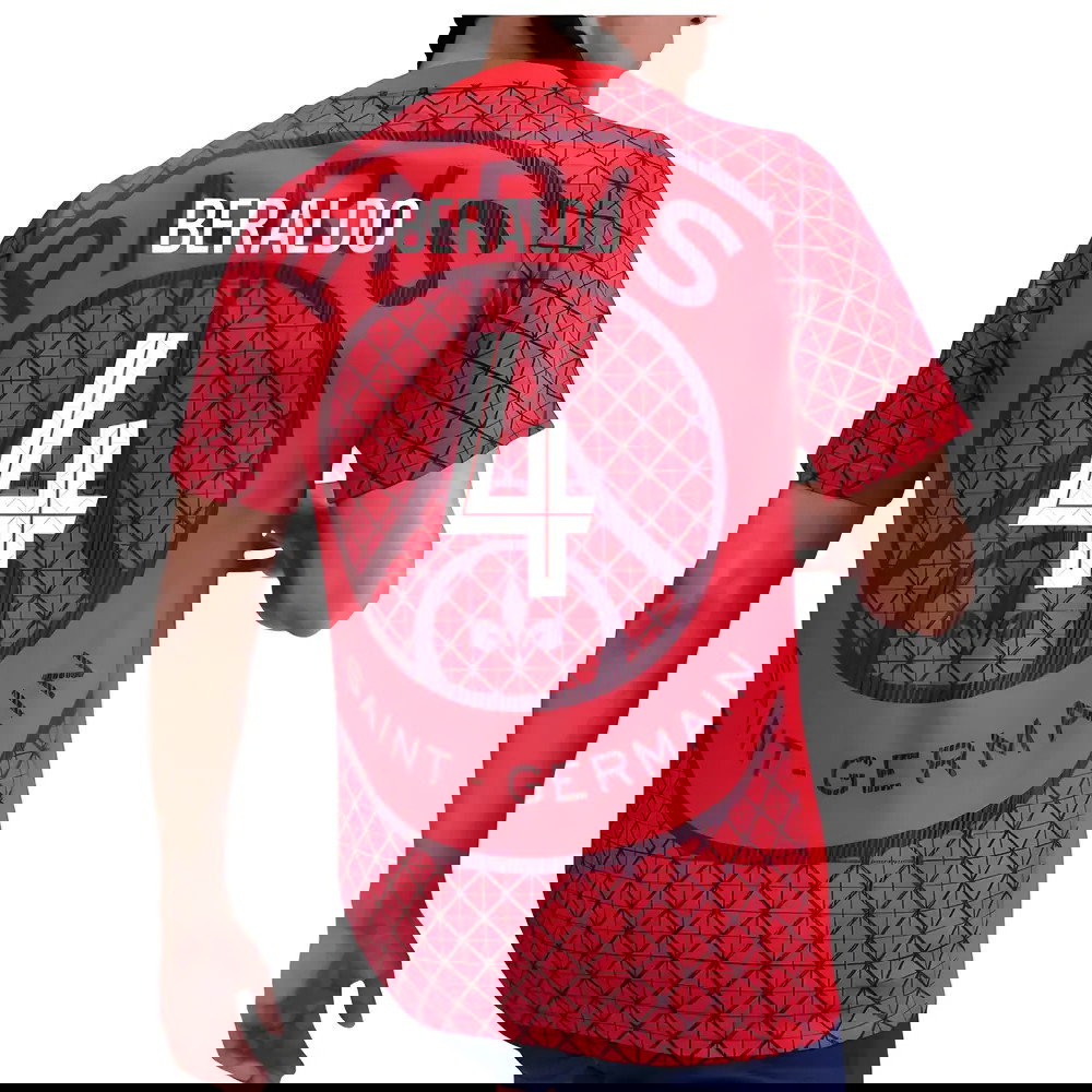 2025-2026 PSG Academy Pro Away Pre Match Shirt (Red) (Beraldo 4)