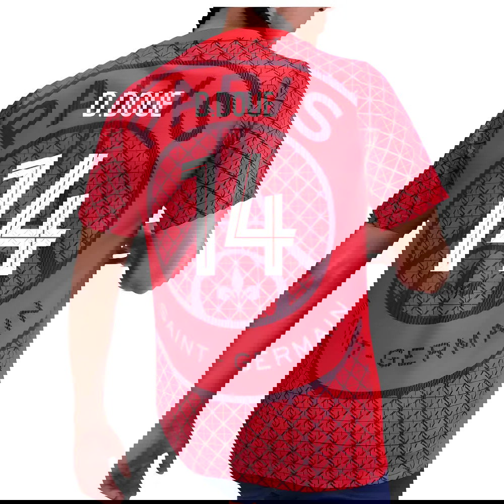 2025-2026 PSG Academy Pro Away Pre Match Shirt (Red) (D.Doue 14)