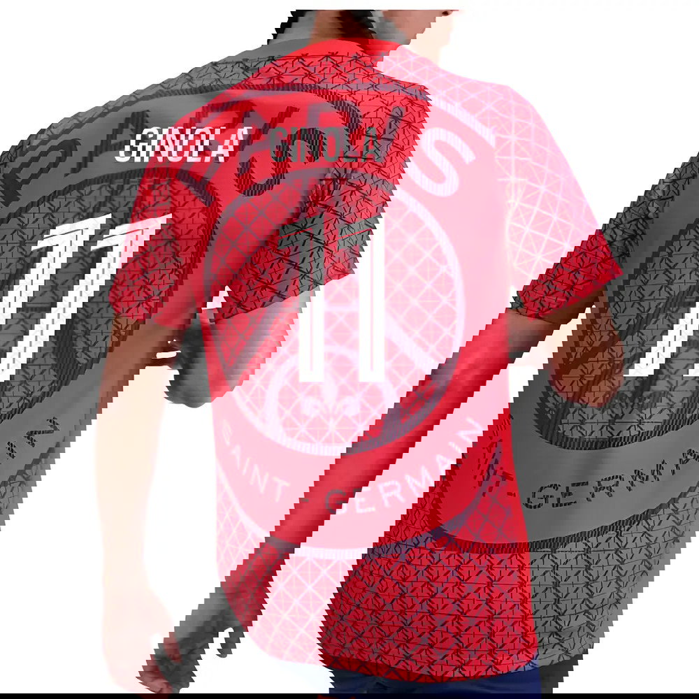 2025-2026 PSG Academy Pro Away Pre Match Shirt (Red) (Ginola 11)