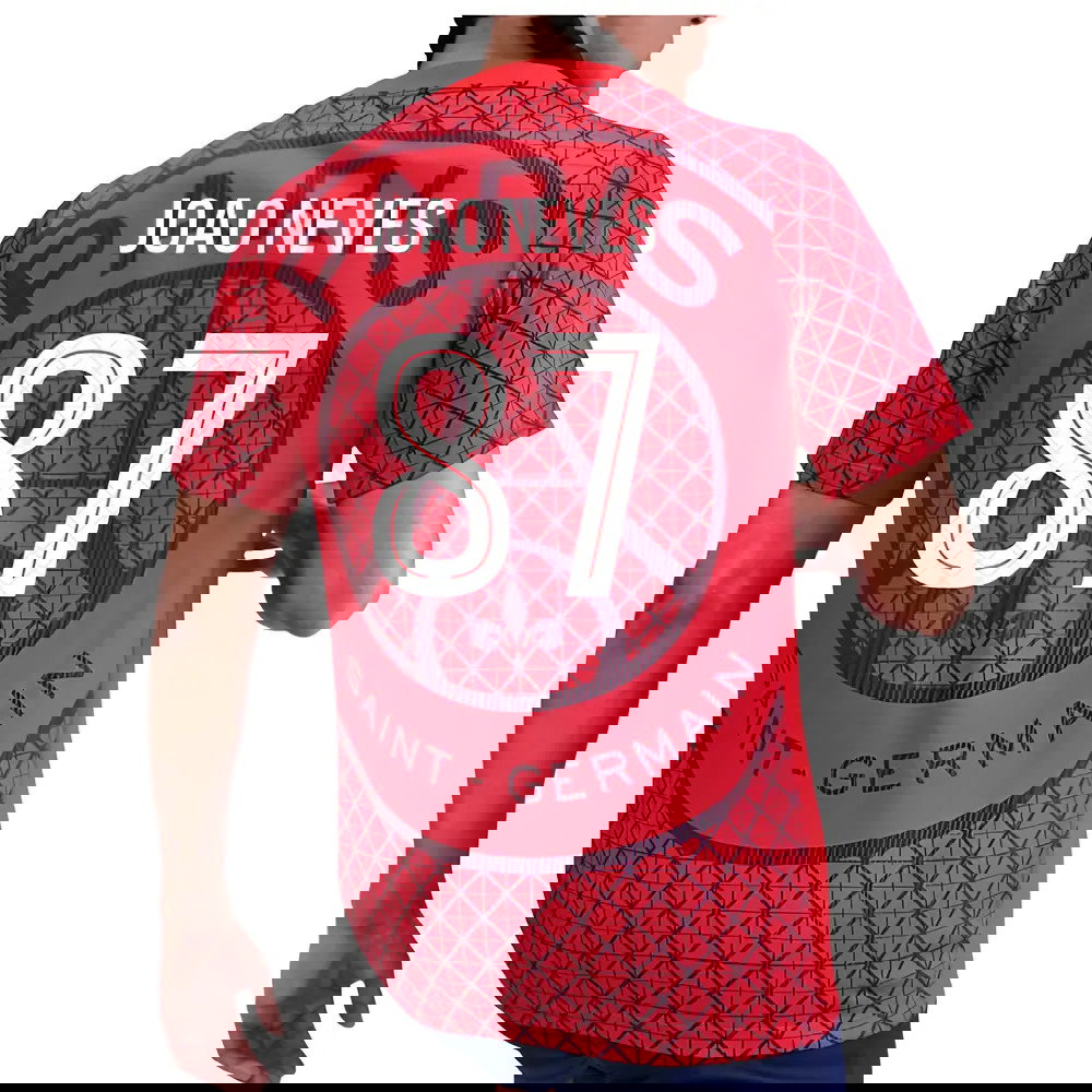 2025-2026 PSG Academy Pro Away Pre Match Shirt (Red) (Joao Neves 87)