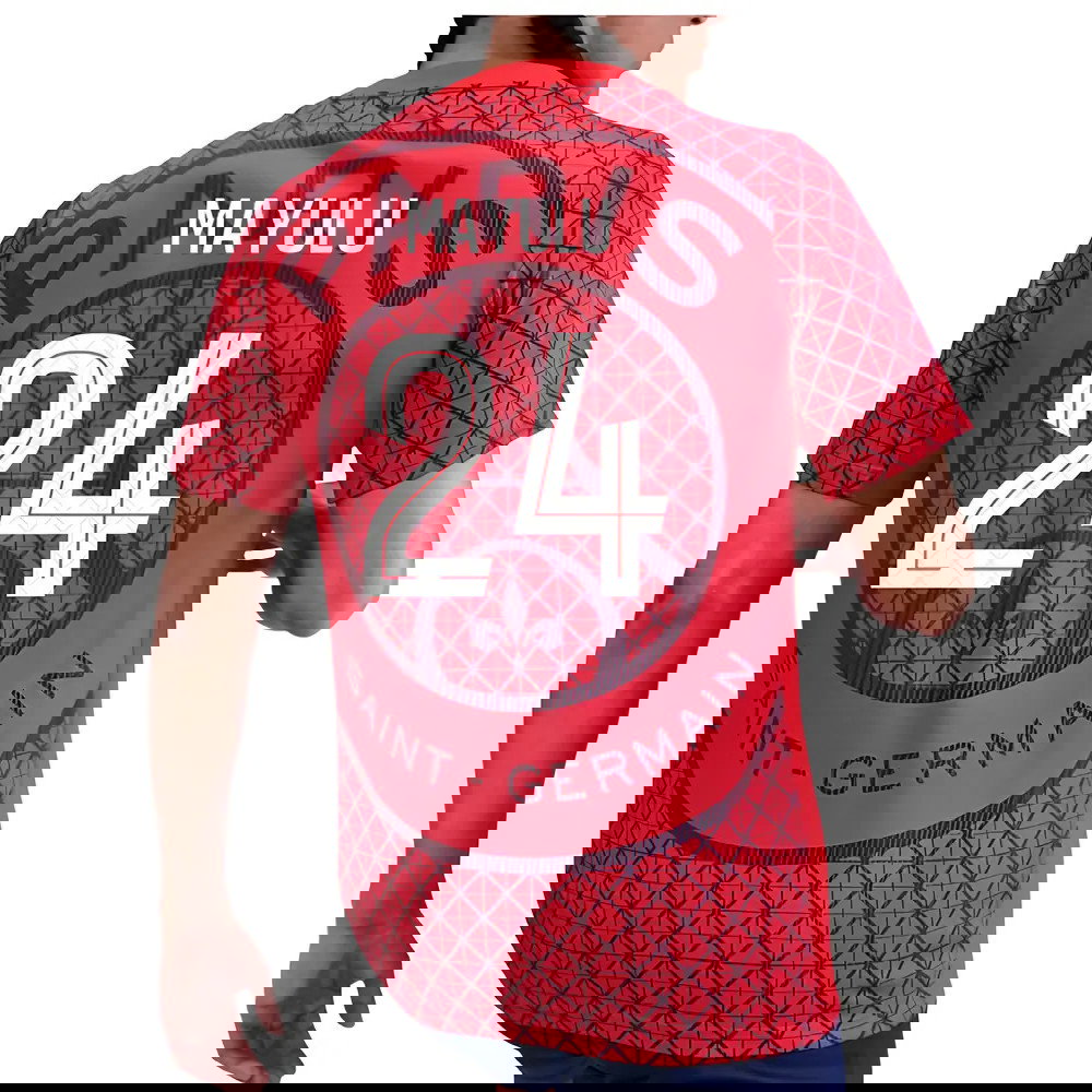 2025-2026 PSG Academy Pro Away Pre Match Shirt (Red) (Mayulu 24)