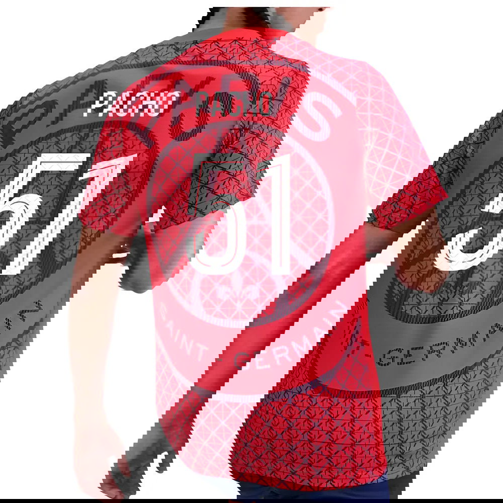 2025-2026 PSG Academy Pro Away Pre Match Shirt (Red) (Pacho 51)