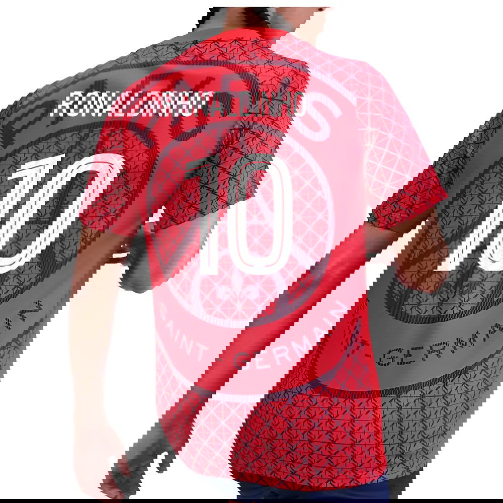 2025-2026 PSG Academy Pro Away Pre Match Shirt (Red) (Ronaldinho 10)