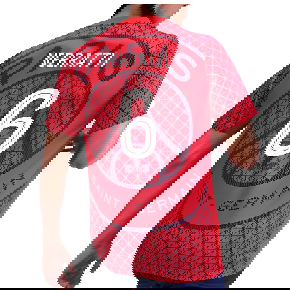 2025-2026 PSG Academy Pro Away Pre Match Shirt (Red) (Verratti 6)