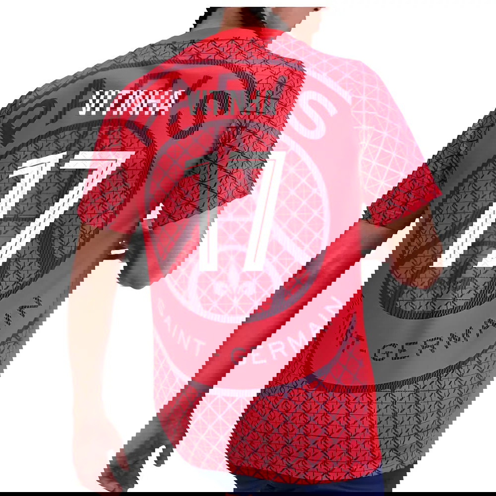 2025-2026 PSG Academy Pro Away Pre Match Shirt (Red) (Vitinha 17)