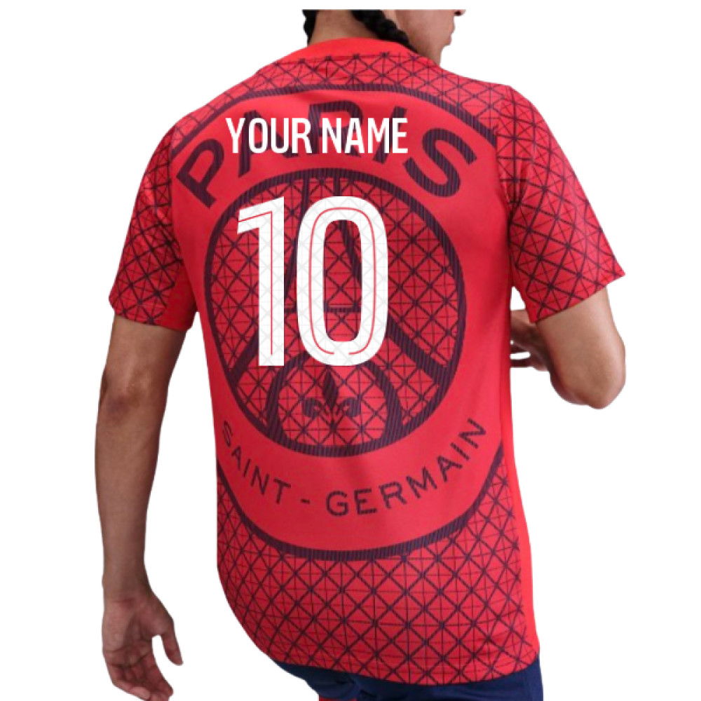 2025-2026 PSG Academy Pro Away Pre Match Shirt (Red) (Your Name)