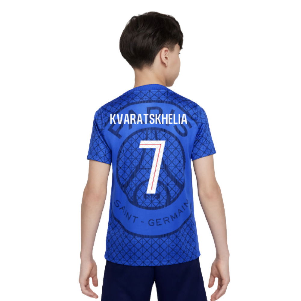 2025-2026 PSG Academy Pro Home Pre Match Shirt (Royal) - Kids (Kvaratskhelia 7)