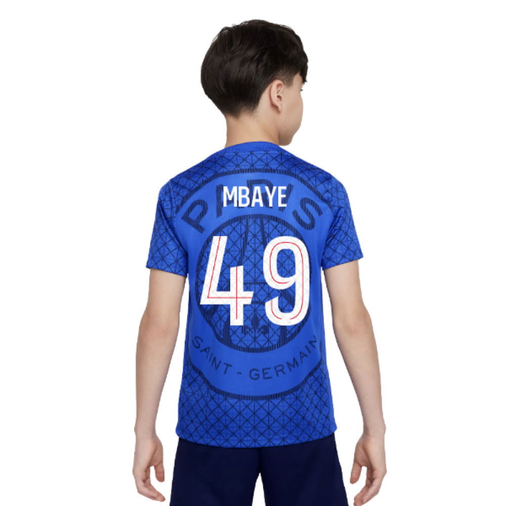 2025-2026 PSG Academy Pro Home Pre Match Shirt (Royal) - Kids (Mbaye 49)