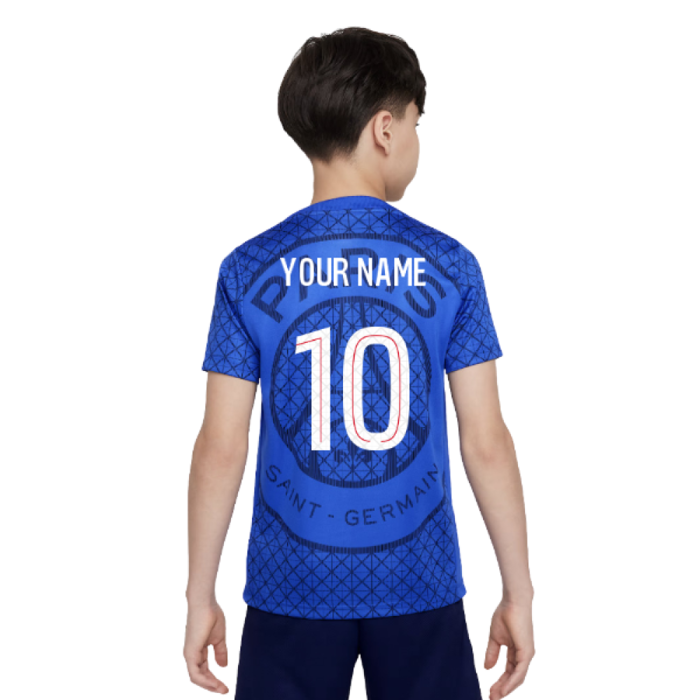2025-2026 PSG Academy Pro Home Pre Match Shirt (Royal) - Kids (Your Name)