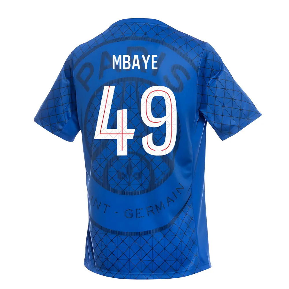 2025-2026 PSG Academy Pro Home Pre Match Shirt (Royal) (Mbaye 49)
