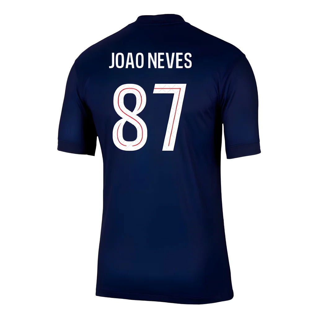 2025-2026 PSG Paris Saint Germain Home Shirt (Joao Neves 87)