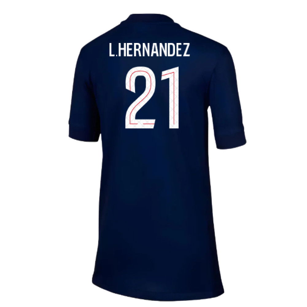 2025-2026 PSG Paris Saint Germain Home Shirt (Kids) (L.Hernandez 21)