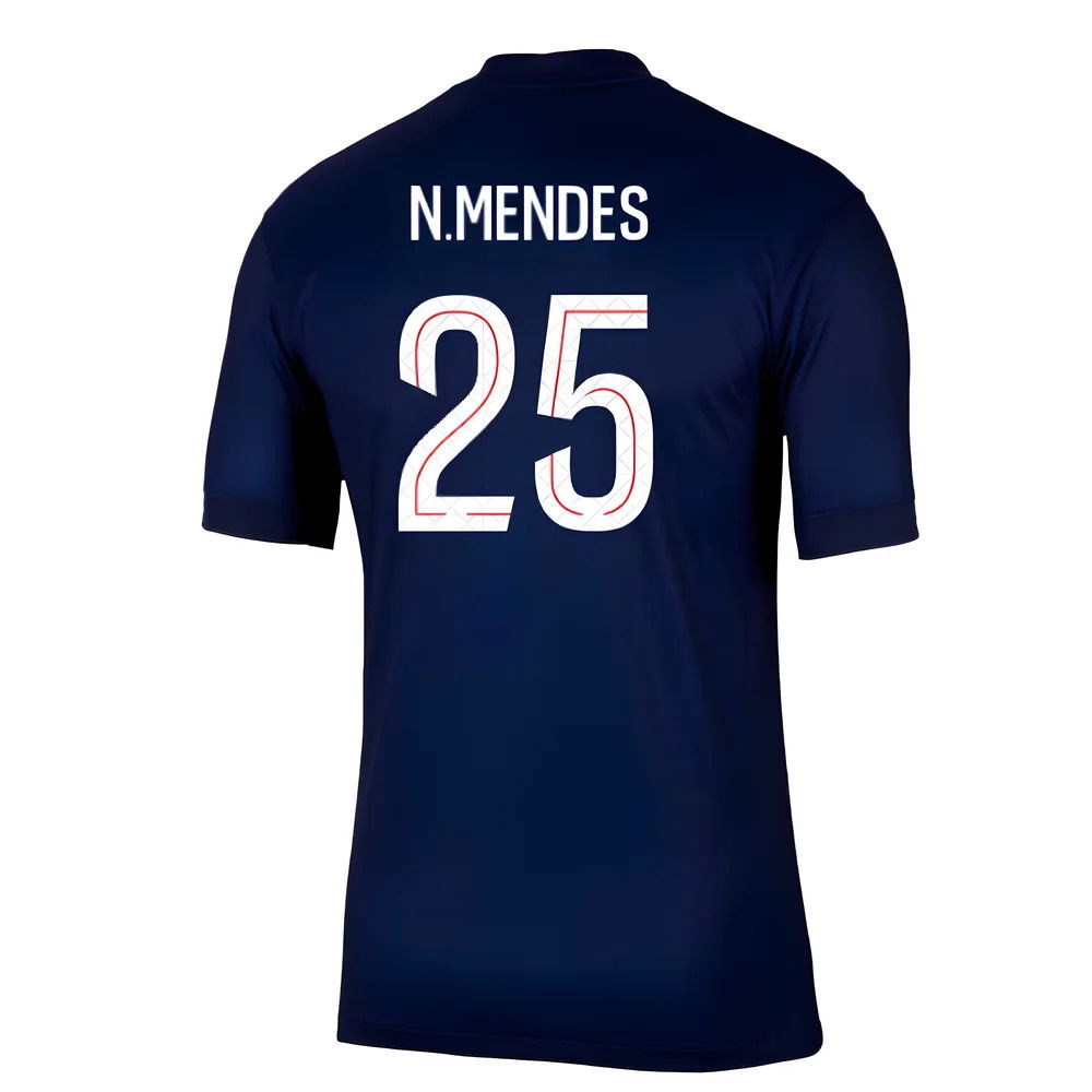 2025-2026 PSG Paris Saint Germain Home Shirt (N.Mendes 25)