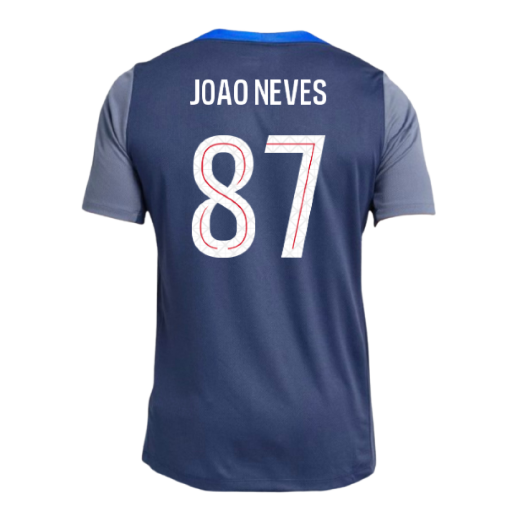 2025-2026 PSG Strike Dri-Fit Training Shirt (Navy) (Joao Neves 87)