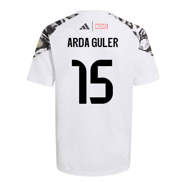 2025-2026 Real Madrid Marvel Avengers Training Shirt (White) - Kids (Arda Guler 15)