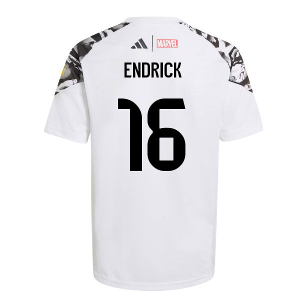 2025-2026 Real Madrid Marvel Avengers Training Shirt (White) - Kids (Endrick 16)