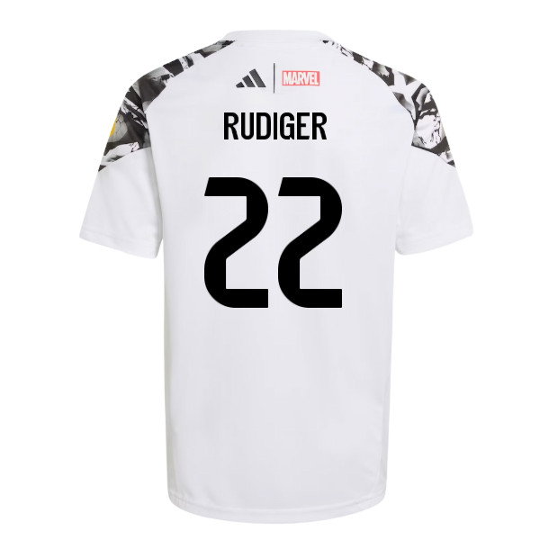 2025-2026 Real Madrid Marvel Avengers Training Shirt (White) - Kids (Rudiger 22)