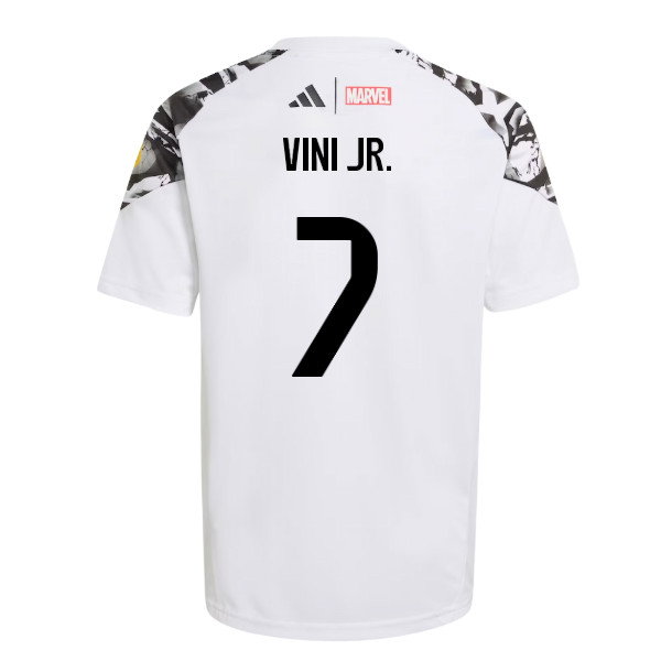2025-2026 Real Madrid Marvel Avengers Training Shirt (White) - Kids (Vini Jr. 7)