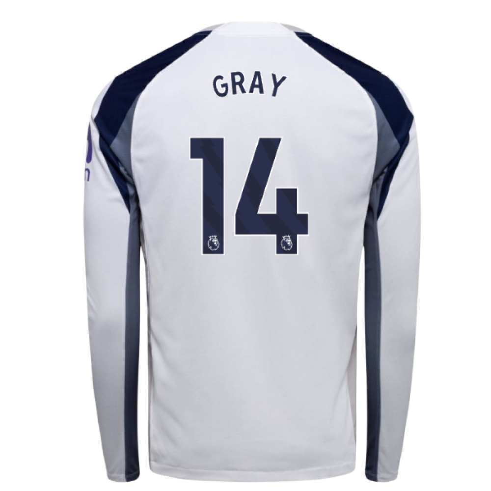 2025-2026 Tottenham Long Sleeve Home Shirt (Gray 14)