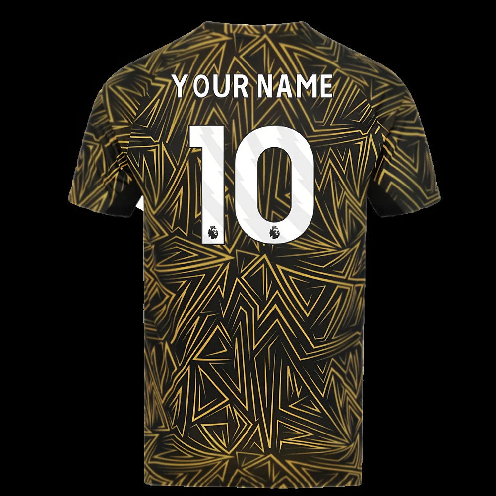 2025-2026 Wolves Home Pre-Match Shirt (Black) (Your Name)