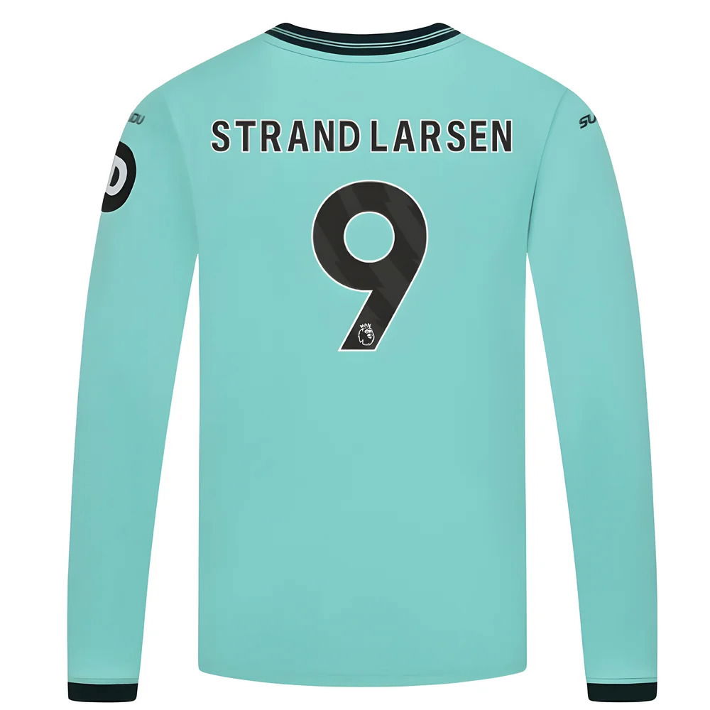 2025-2026 Wolves Long Sleeve Away Shirt (Kids) (Strand Larsen 9)