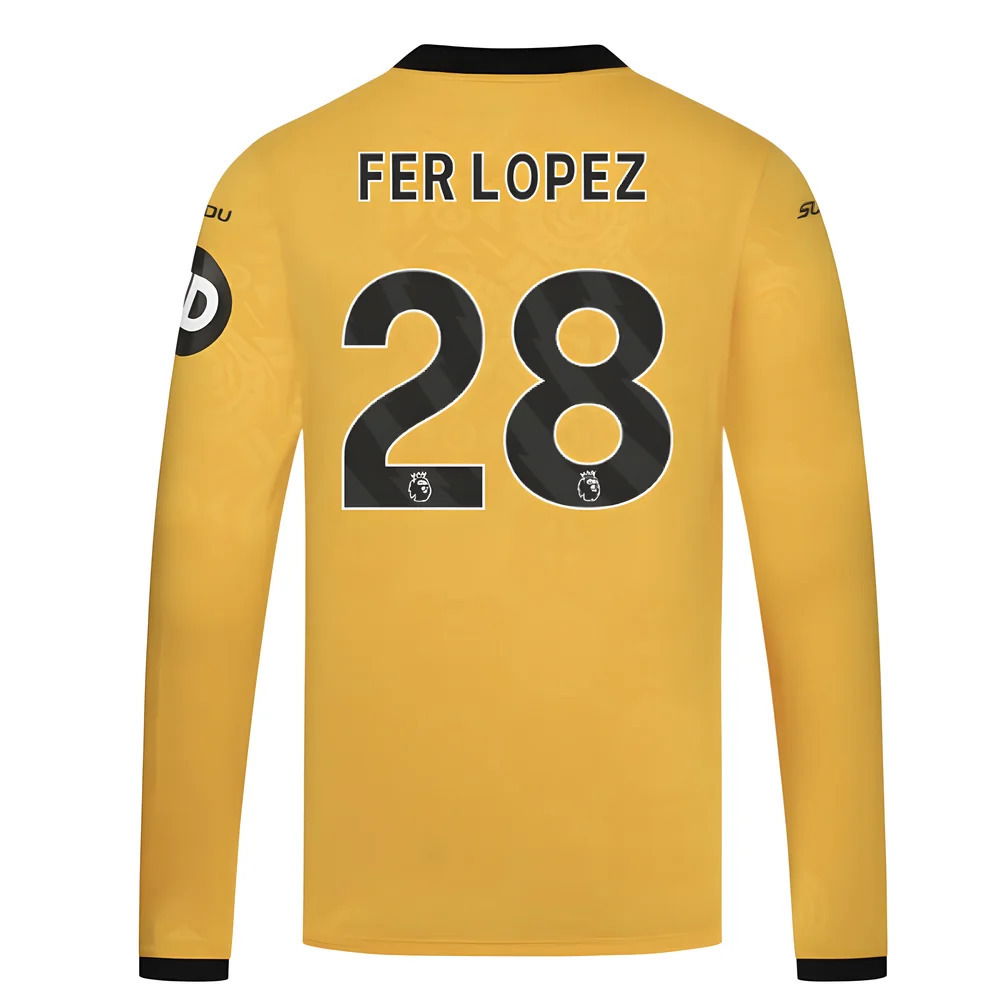 2025-2026 Wolves Long Sleeve Home Shirt (Fer Lopez 28)