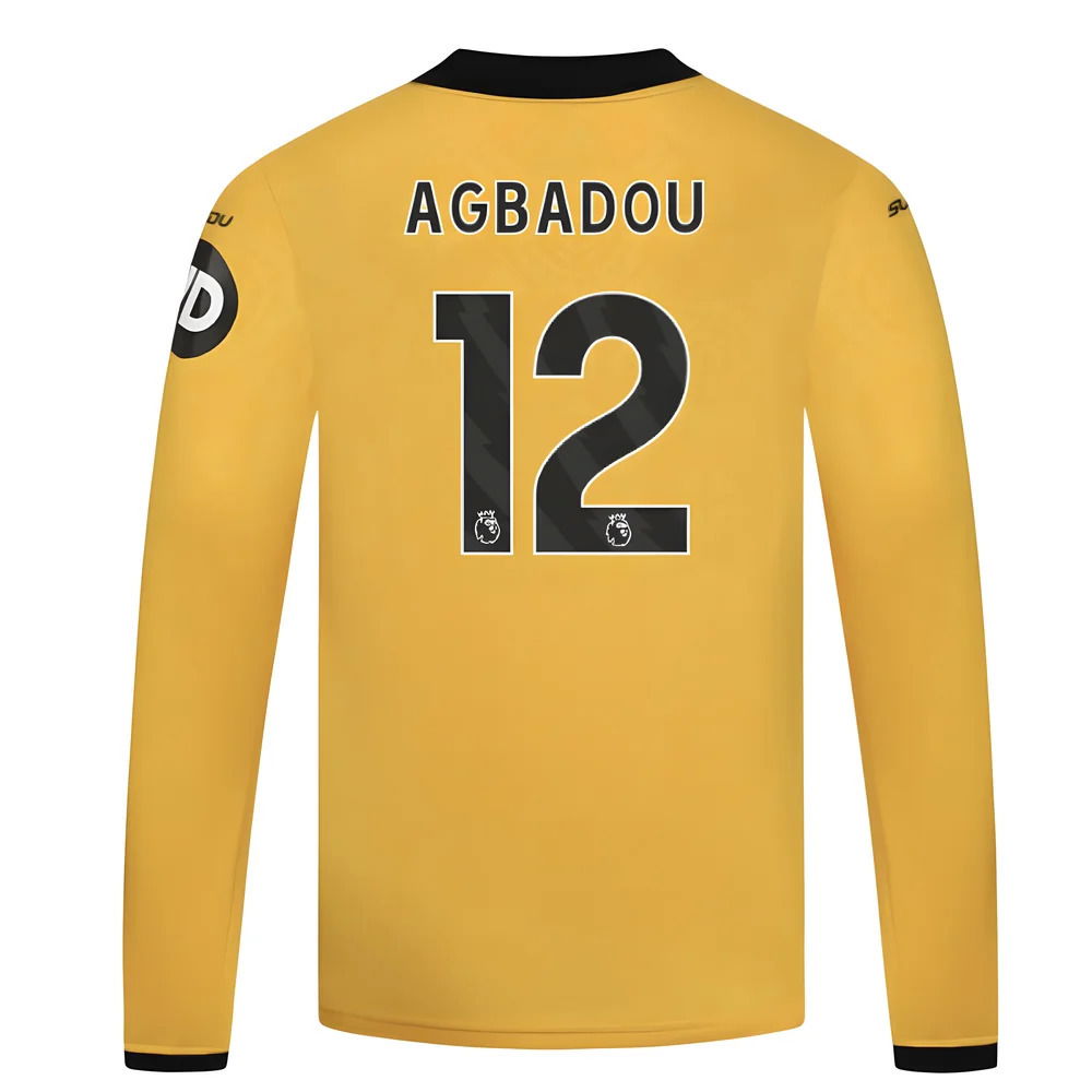 2025-2026 Wolves Long Sleeve Home Shirt - Kids (Agbadou 12)