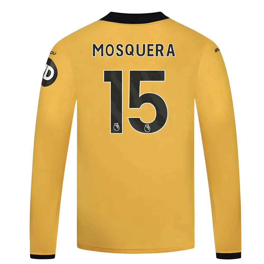 2025-2026 Wolves Long Sleeve Home Shirt - Kids (Mosquera 15)