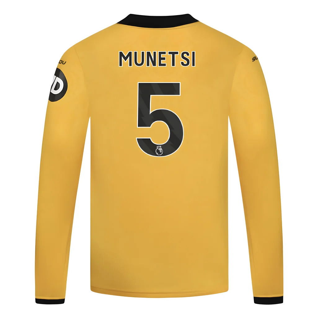 2025-2026 Wolves Long Sleeve Home Shirt - Kids (Munetsi 5)