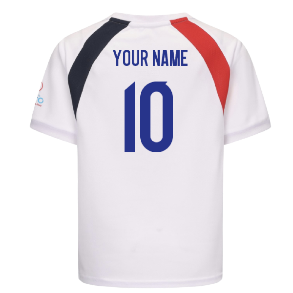 2025 England WEC Poly T-Shirt (White) - Kids (Your Name)
