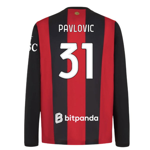 2026-2027 AC Milan Long Sleeve Home Shirt (Pavlovic 31)