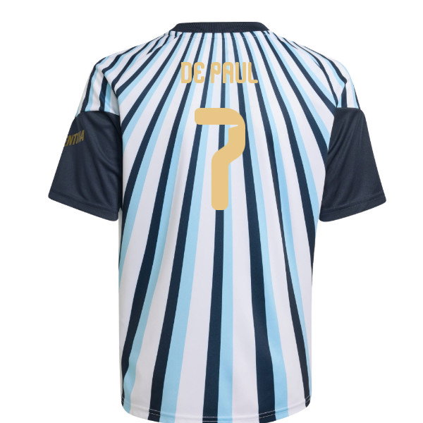 2026-2027 Argentina Home Pre-Match Shirt (White) - Kids (De Paul 7)