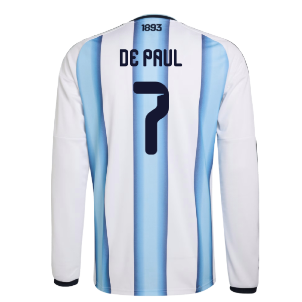 2026-2027 Argentina Long Sleeve Home Shirt (De Paul 7)