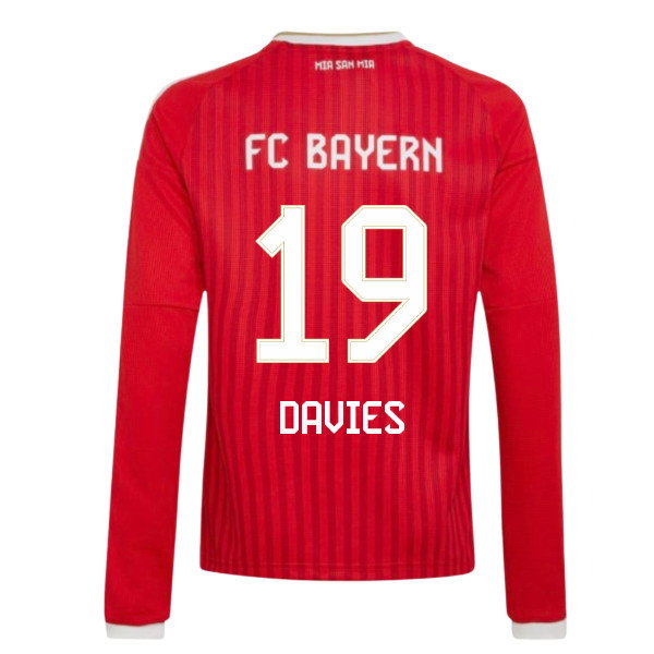 2026-2027 Bayern Munich Long Sleeve Home Shirt (Kids) (Davies 19)
