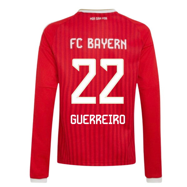 2026-2027 Bayern Munich Long Sleeve Home Shirt (Kids) (Guerreiro 22)
