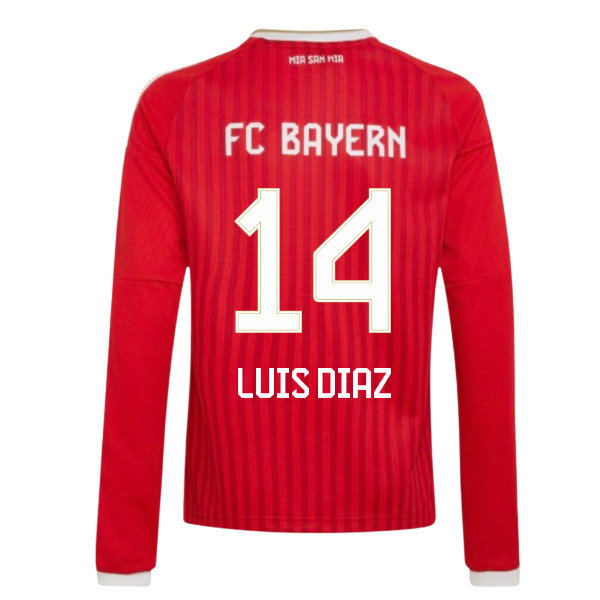 2026-2027 Bayern Munich Long Sleeve Home Shirt (Kids) (Luis Diaz 14)