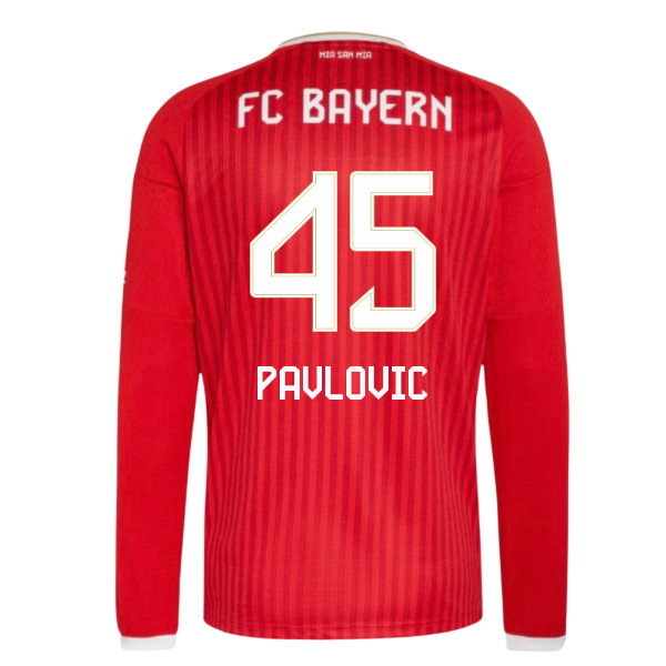 2026-2027 Bayern Munich Long Sleeve Home Shirt (Pavlovic 45)